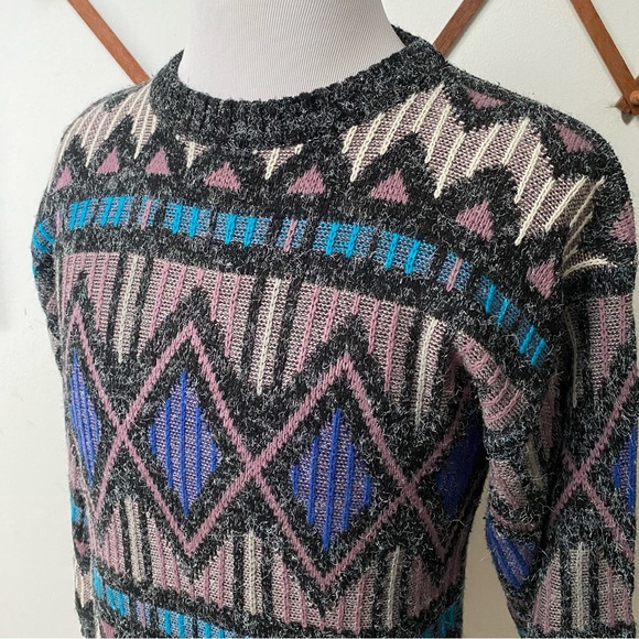 Vintage 1980s Geometric Knit Sweater Small - Picture 11 of 14